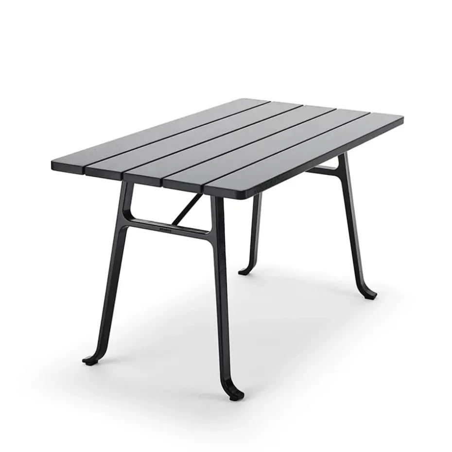 Table Seriff, Lasure acajou noir, support noir