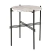 Table TS pieds noirs Ø40 cm, marbre blanc