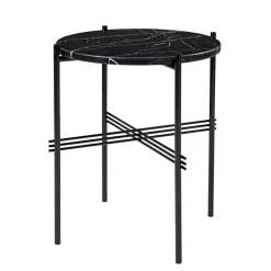 Table TS pieds noirs Ø40 cm, marbre noir