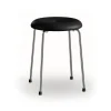 Tabouret, Base en cuir noir - base en chrome, 45 cm