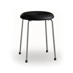 Tabouret, Base en cuir noir - base en chrome, 45 cm