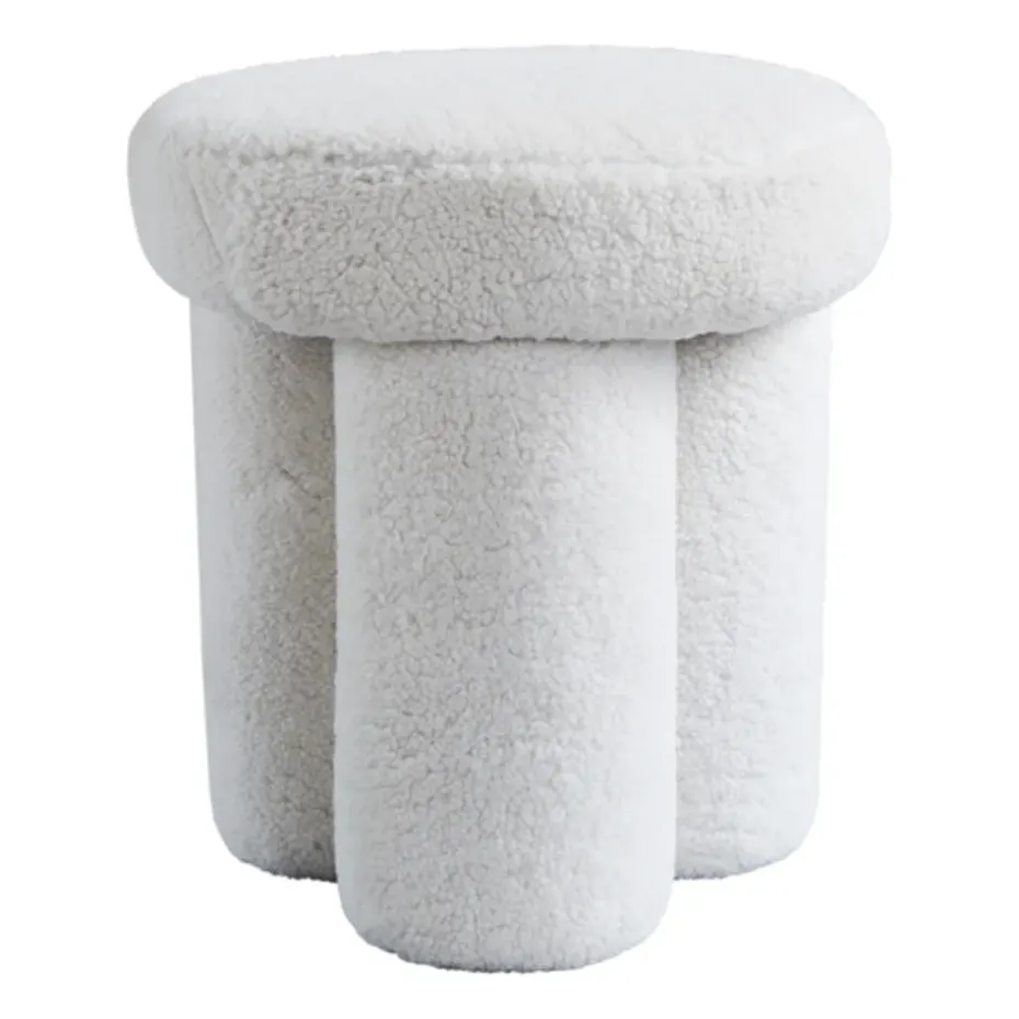 Tabouret Big Foot peau de mouton, Off-white