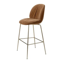 Tabouret de bar 75 cm Beetle Soft, entièrement recouvert, Tabouret Sunday Dedar 112, dossier noir, laiton antique