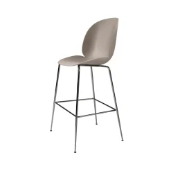 Tabouret de bar Beetle haut, new beige, structure en acier chromé noir