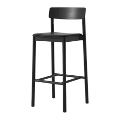 Tabouret de bar Betty TK17 Bar Chair 75 cm, Cuir noir Noble-frêne laqué noir