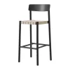 Tabouret de bar Betty TK15 Bar Chair 75 cm, Frêne laqué noir-lin naturel