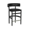 Tabouret de bar Botero, Cuir Tärnsjö noir-chêne laqué noir