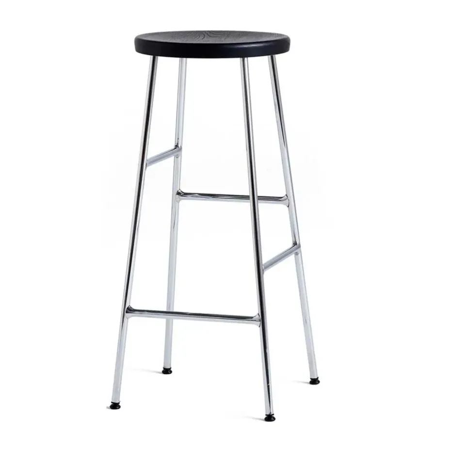 Tabouret de bar Cornet 75 cm, Soft black oak-chrome