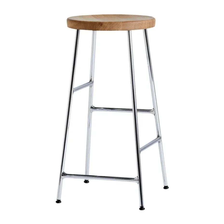 Tabouret de bar Cornet 65 cm, Oiled oak-chrome