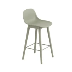 Tabouret de bar Fiber avec dossier 65 cm, Dusty green-pieds verts