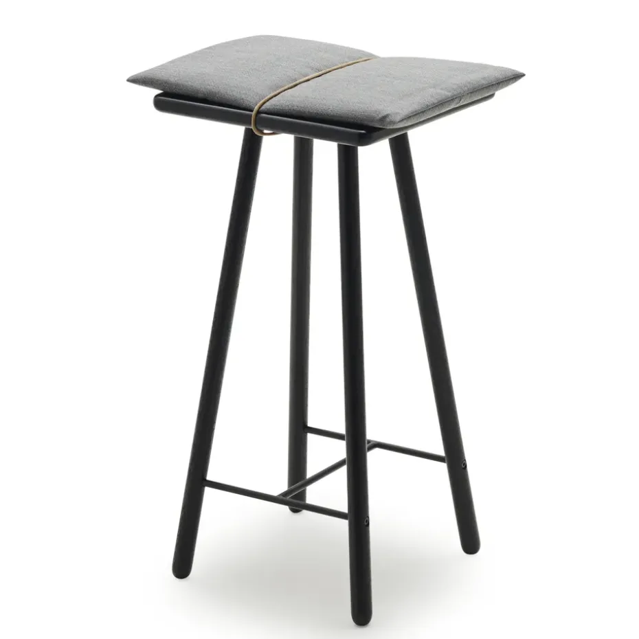 Tabouret de bar Georg bas, Chêne laqué noir