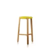 Tabouret de bar Happy bas, jaune, pieds en chêne