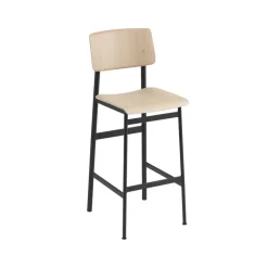 Tabouret de bar Loft, oak, haut, structure en acier noir