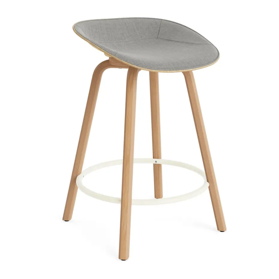 Tabouret de bar Mat Barstool habillé sur le devant 65 cm, Remix 133-hemp-beech-cream steel
