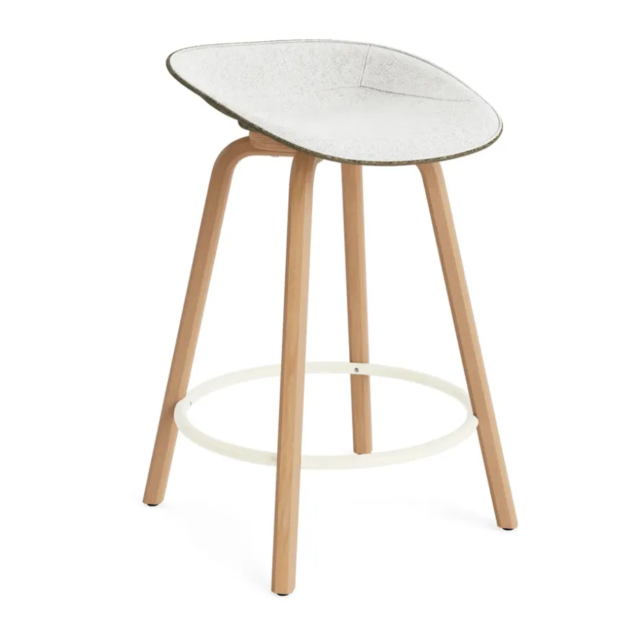 Tabouret de bar Mat Barstool habillé sur le devant 65 cm, Hallingdal 110-seaweed-beech-cream steel