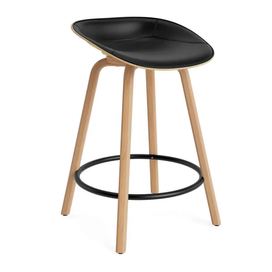 Tabouret de bar Mat Barstool habillé sur le devant 65 cm, Ultra 41599-hemp-beech-black steel