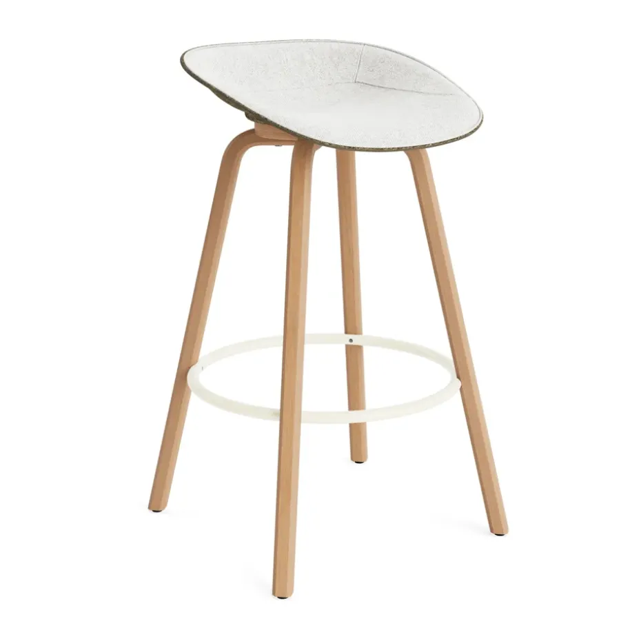 Tabouret de bar Mat Barstool habillé sur le devant 75 cm, Hallingdal 110-seaweed-beech-cream steel