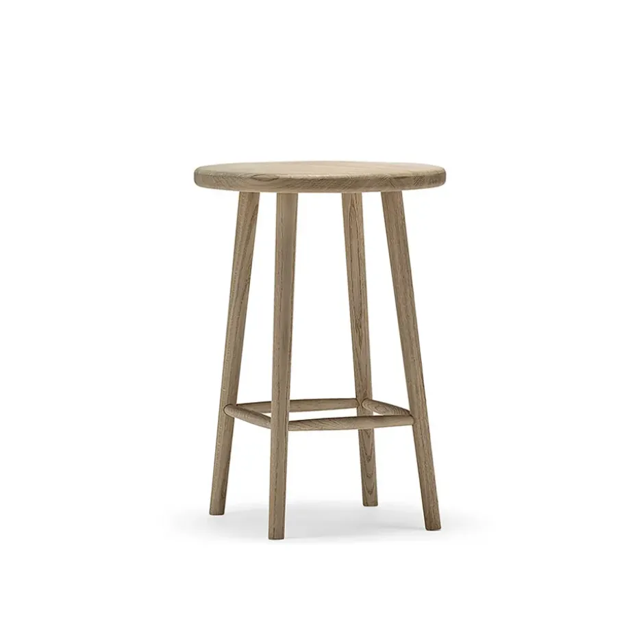 Tabouret de bar Miss Button, chêne huilé blanc, moyen