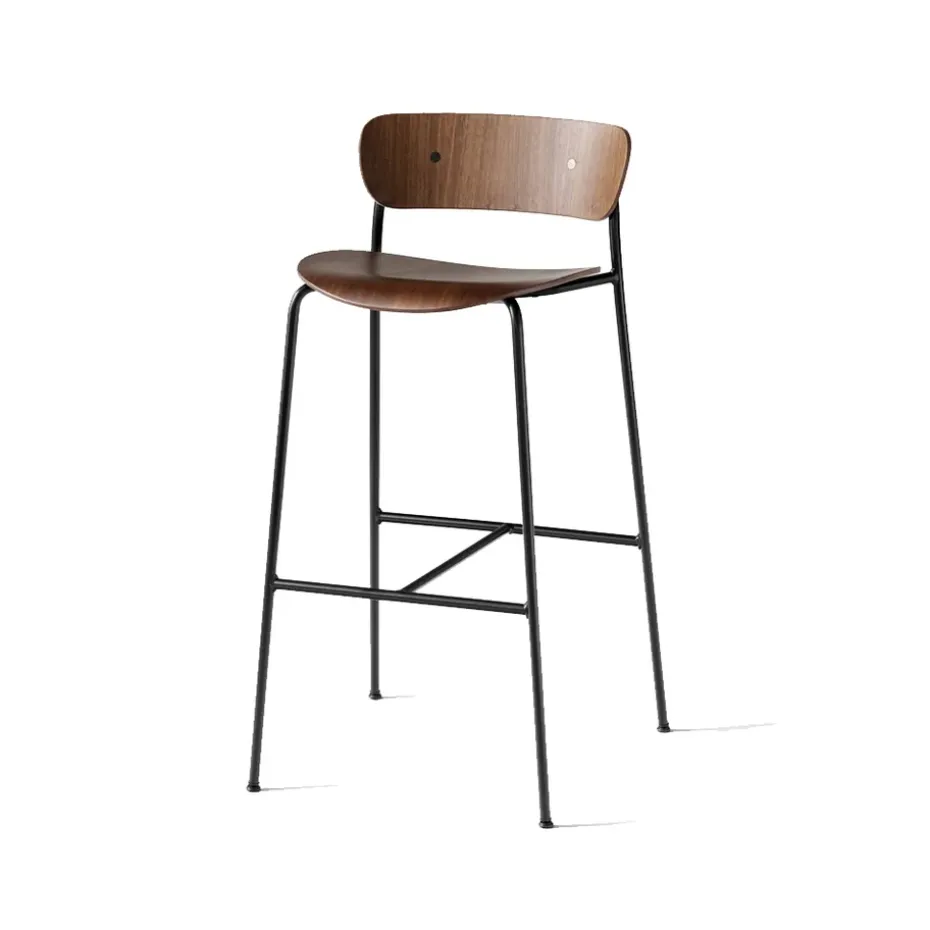 Tabouret de bar Pavilion AV9, noyer laqué, structure en acier