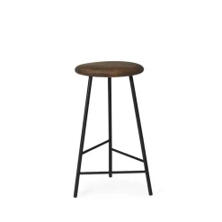 Tabouret de bar Pebble, chêne fumé, h.65, structure noire
