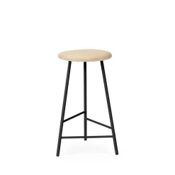 Tabouret de bar Pebble, frêne huilé, h.65, structure noire
