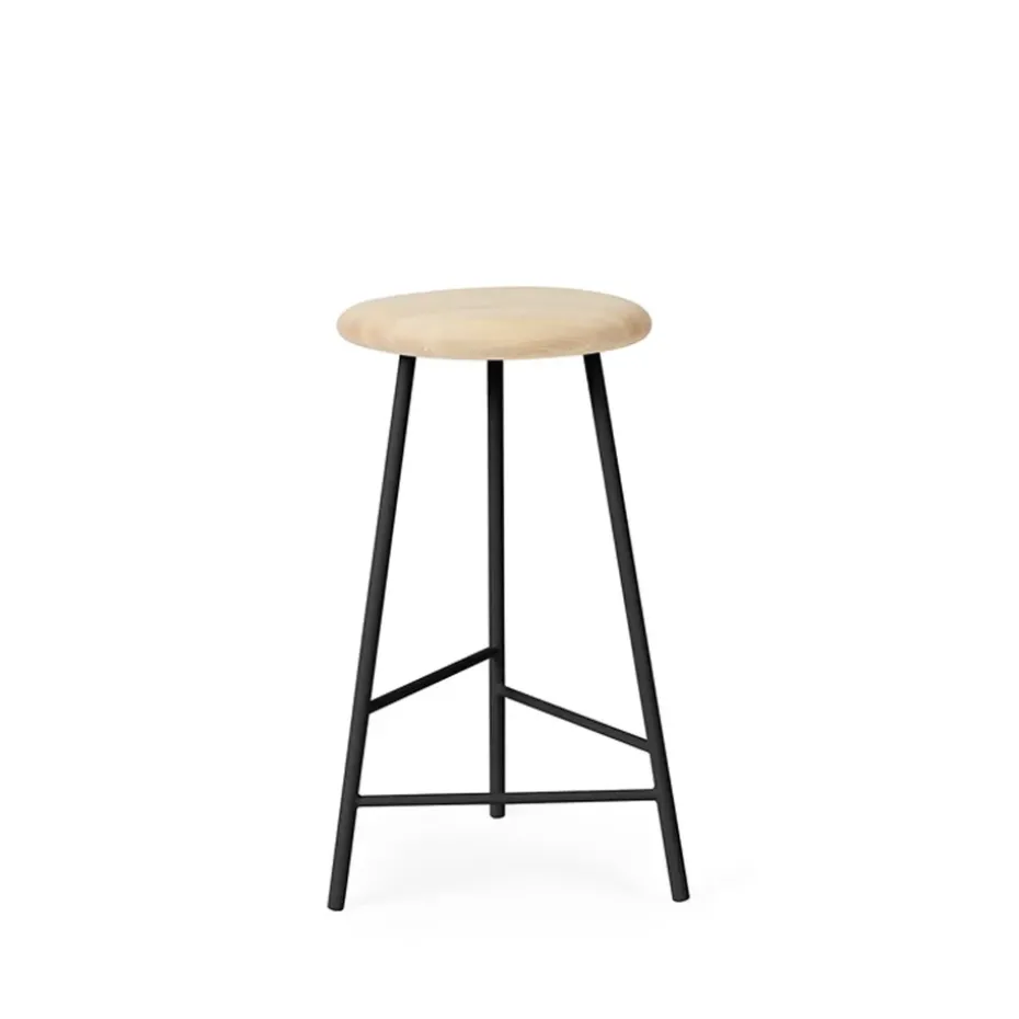 Tabouret de bar Pebble, frêne huilé, h.65, structure noire