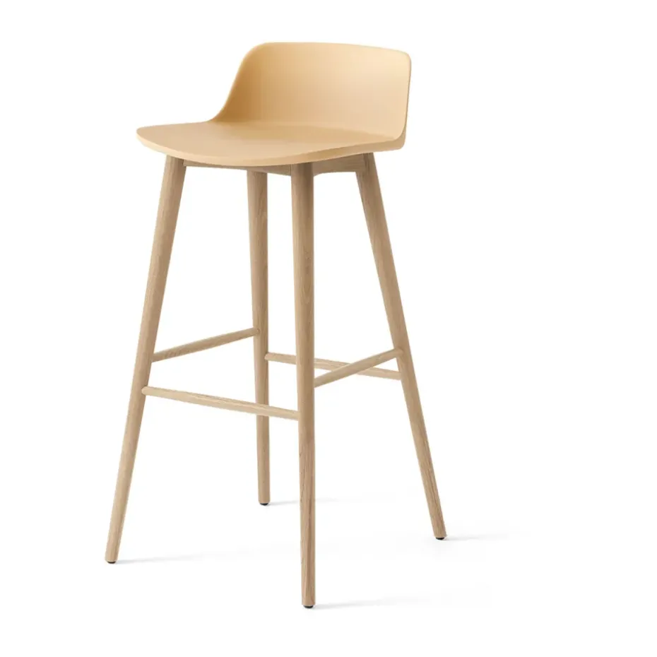 Tabouret de bar Rely HW123, Chêne laqué Beige sand, 75 cm