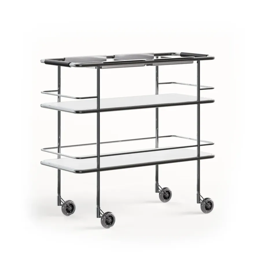 Tabouret de bar S70-3, Laminé blanc - base en chrome