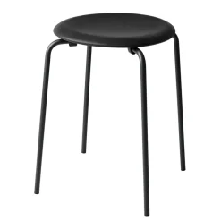 Tabouret en cuir Dot, Noir cow-boy