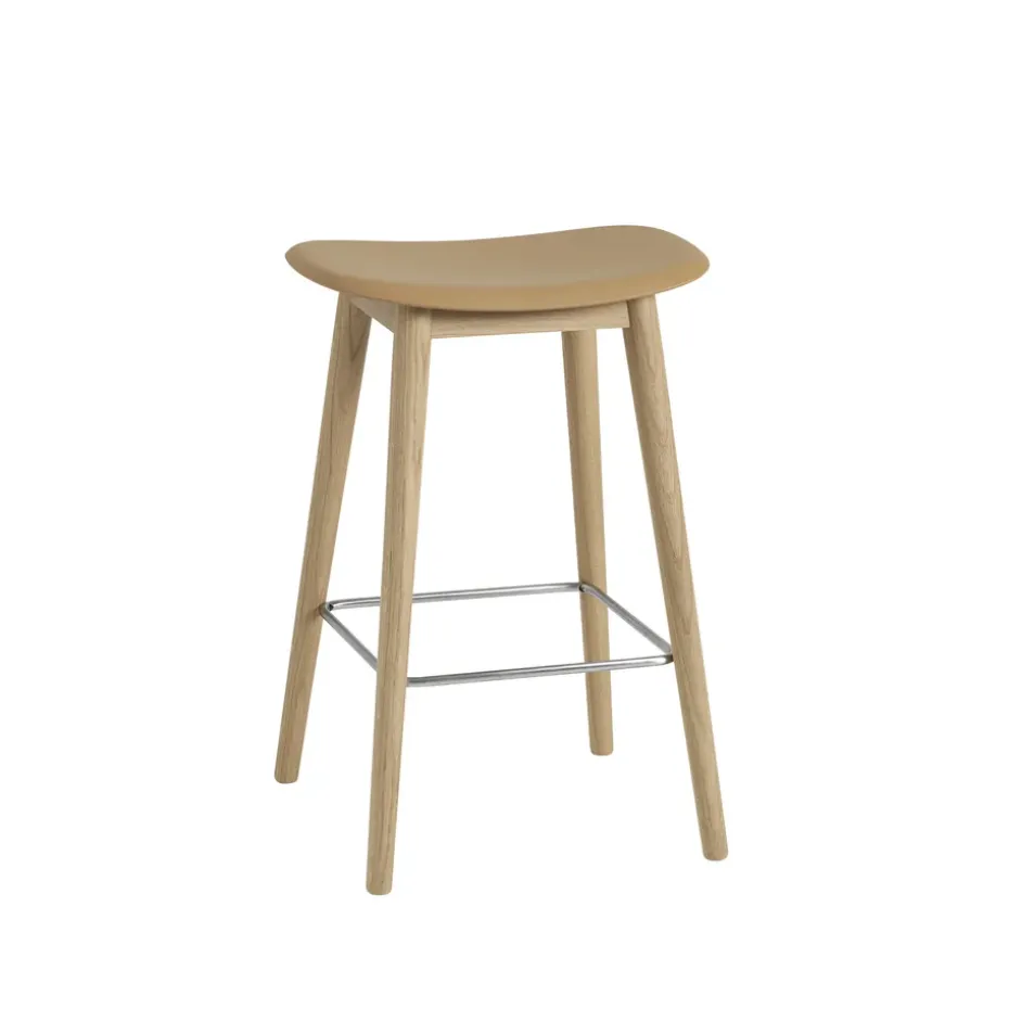 Tabouret Fiber counter 65 cm, ochre, pieds en chêne
