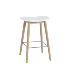 Tabouret Fiber counter 65 cm, white, pieds en chêne