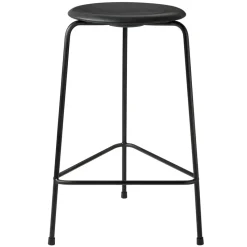 Tabouret haut en cuir Dot, Noir cow-boy