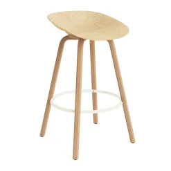 Tabouret Mat Barstool 75 cm, Hemp-hêtre-crème acier