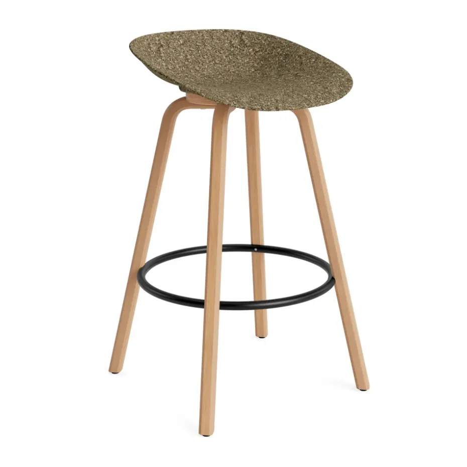 Tabouret Mat Barstool 75 cm, Seaweed-hêtre-acier noir