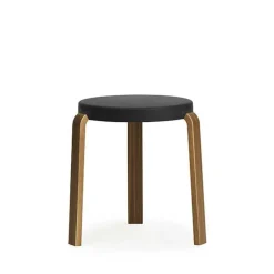Tabouret Tap, black, pieds en noyer