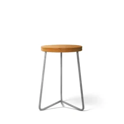 Tabouret V-1, Teck-structure en acier avec galvanisation à chaud, 45 cm
