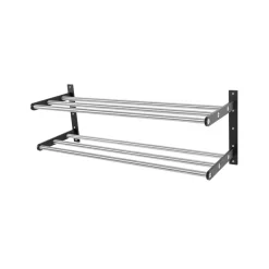 Étagère à chaussures 12, acier/noir, aluminium laqué noir