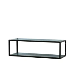 Étagère à chaussures 11, laqué noir, plateau en zinc, 2 niveaux