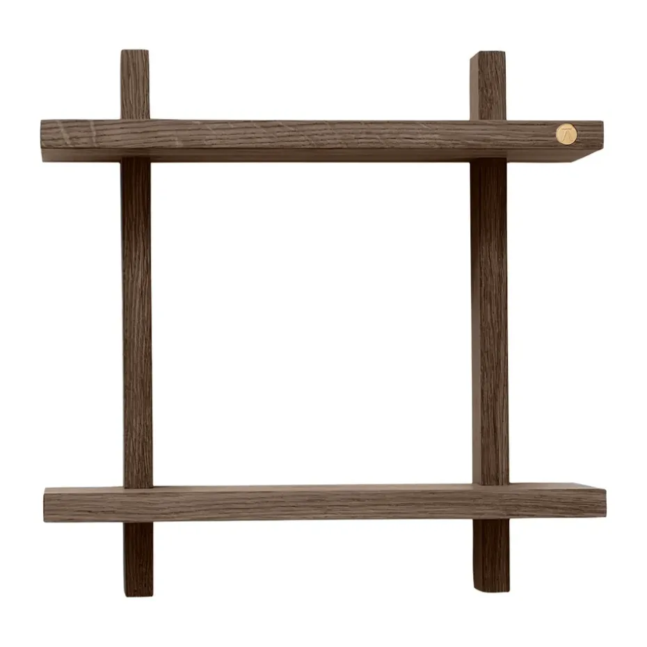 Étagère murale Treat double, Smoked Oiled Oak, 34x12x34 cm