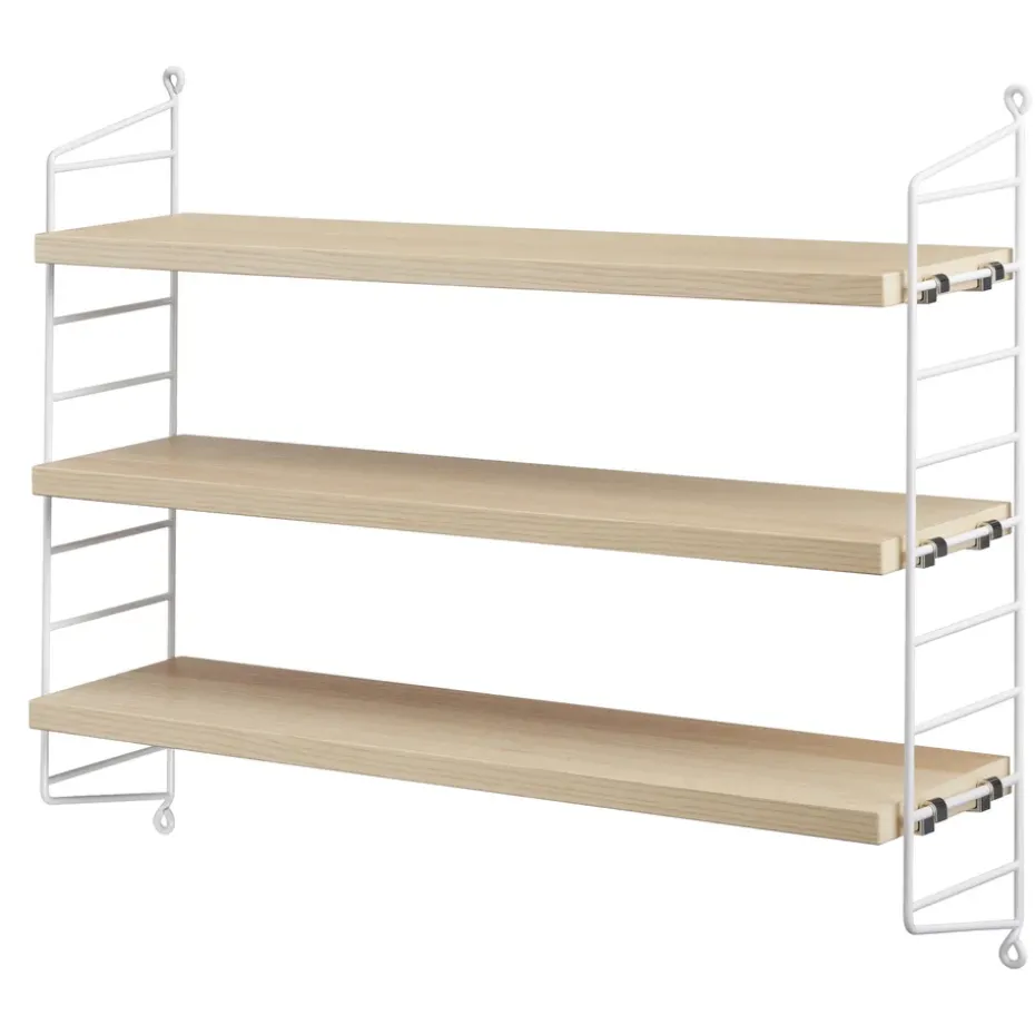 Étagère String Pocket frêne-blanc, bois-blanc