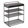 Étagère-tabouret Lower East Seat 50x28x58 cm, Black-black leather
