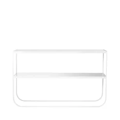 Tati Console 120 table d'appoint, blanc marbré, support blanc, 120