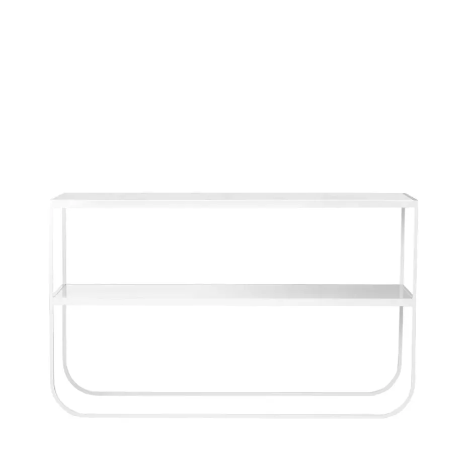 Tati Console 120 table d'appoint, blanc marbré, support blanc, 120