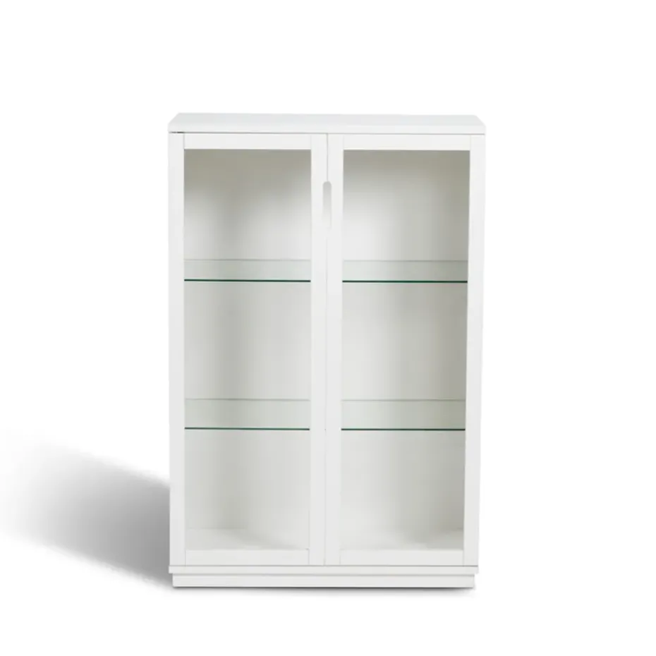 Vitrine Aoko 120 cm, Blanc laqué