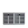 Vitrine Frame 160 Medium, light grey, portes vitrées, 42 cm, black