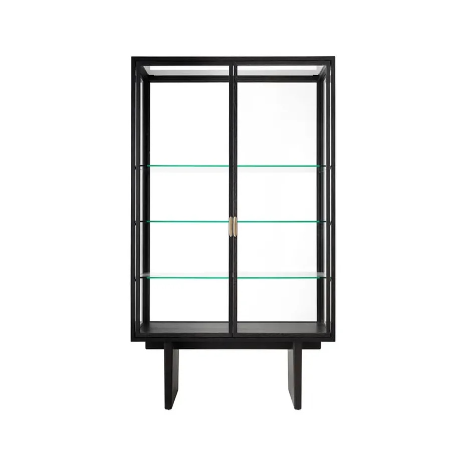 Vitrine Private, verre, chêne lasuré marron-noir