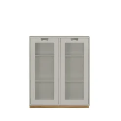 Vitrine Snö E, Light grey, support en chêne, dj.42 cm