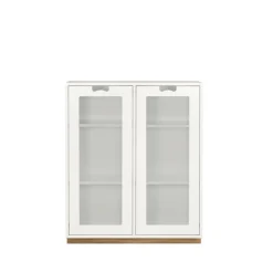 Vitrine Snö E, White, support en chêne, dj.30 cm