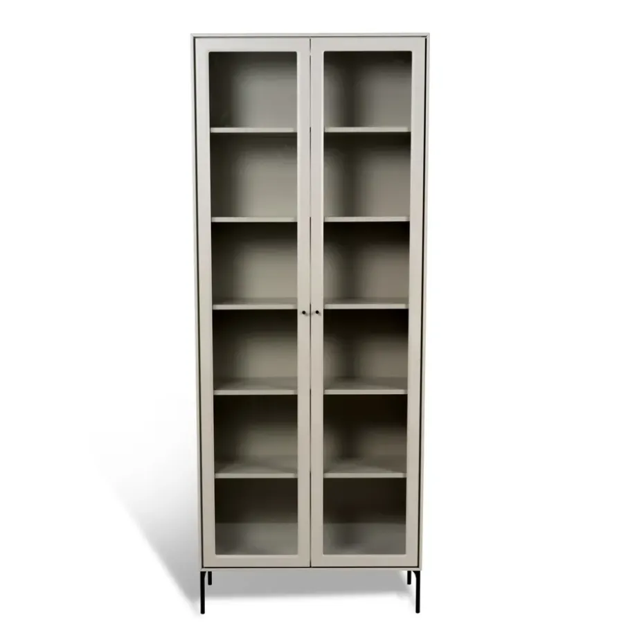 Vitrine Volt 190 cm beige, Détails en noir