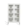 Vitrine Volt 130 cm laquée blanche, Détails en acier inoxydable